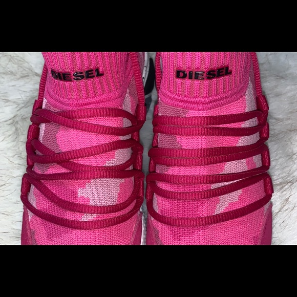 Diesel Pink Carnation Sneakers Size 6.5 - Picture 2 of 6